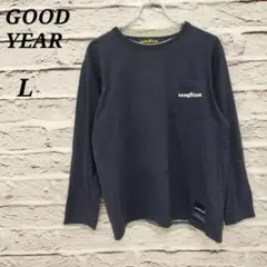 グッドイヤー 【L】 長袖Tシャツ ロンT クルーネック コットン ネイビー