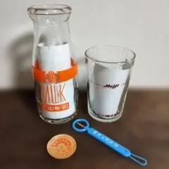 昭和レトロインテリア雑貨明治牛乳 空き瓶 紙フタグラス フタ開け針4点