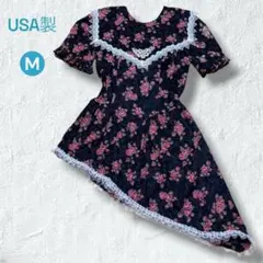 90s 00s 薔薇柄 レース襟 ワンピース クラロリ M USA製 希少のサムネイル