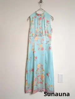 【美品】スーナウーナ花柄ノースリーブロングワンピース