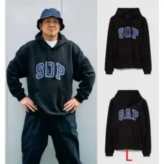 GAP x スチャダラパー アーチロゴ フード付きパーカー　黒/L フーディー