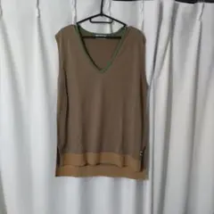 moz ブラウン Vネック ニットベスト