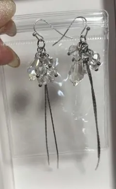 クリスタル ピアス ステンレスフック