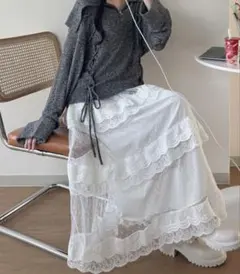ティアードフリルレースマキシスカート（nemne store）のサムネイル