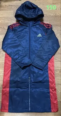 adidas ボア内側 フード付きロングコート150美品