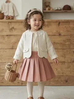 【美品】ベビー ツイードジャケット白 女の子 フォーマル セレモニー入園式 上品
