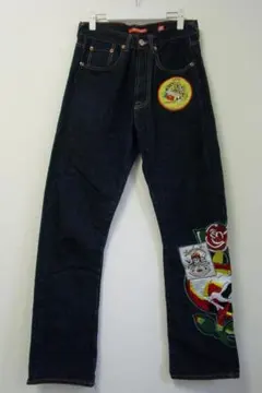 30インチ Ed Hardy エドハーディー 刺繍スカル デニムジーンズGパンツのサムネイル