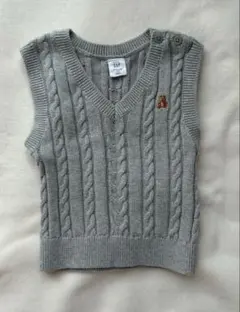 baby GAP グレー ケーブル編み ベビーベスト