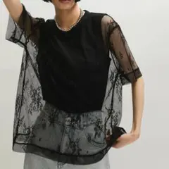【新品タグ付き】アダムエロペ　レースTEE　Tシャツのサムネイル