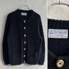 スコットランド製 INVERALLAN 4A カーディガン 黒 インバーアラン