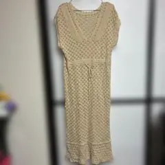 kastane ベージュ ニットワンピース ロング ノースリーブ