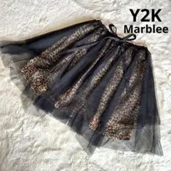 マーブリー　Marblee Y2K レオパード　レース　フレアスカート　M