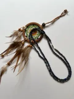 ラピスロングビーズネックレス　ハンドメイド　メンズ