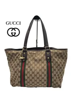 グッチ　ハンドバッグ　バッグ　GG シェリーライン　ブラウン　お洒落　メンズ