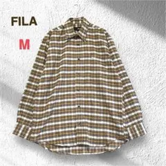 フィラ FILA ネルシャツ チェックシャツ 長袖 M 綿100% ブラウン系のサムネイル