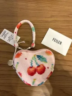 フェイラー　チェリードット　ハート型ポーチ ピンク