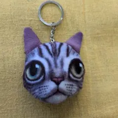 猫 フェイス キーホルダー ぬいぐるみ