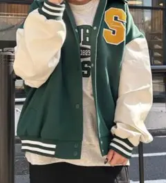 未使用　新品　INGNI ワッペン付　衿付スタジャン　グリーン　サイズM