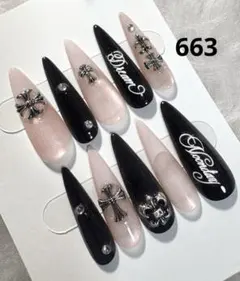 663現品ネイルチップ　十字架　ギャル　ワンホン　地雷系　推し　ロングネイル
