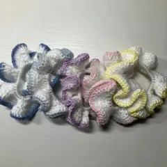 ふち編みハンドメイドシュシュ5点セット