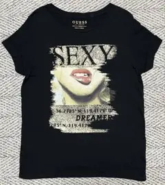 GUESS ゲス レディース Tシャツ ゴールド プリント Sサイズ ブラックのサムネイル