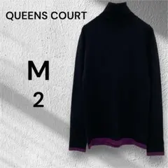 クイーンズコート QUEENS COURT ハイネックニット　ブラック M 薄手のサムネイル