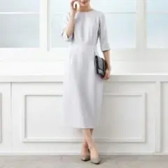 【極美品】AIMER　六分袖　ブッチャー ノーカラー タイトワンピース