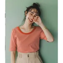 BAYFLOW/ベイフロー　2WAYボーダー　Tシャツ　オレンジのサムネイル