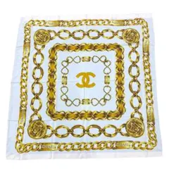 CHANEL/シャネル ココマーク チェーン シルク スカーフ d_112