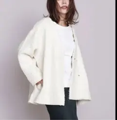 ツイード調ニットノーカラージャケット nano universe ナノユニバース