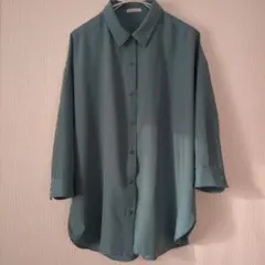 【LL】Honeys ハニーズ GLACIER グラシア グリーン系七分袖シャツ
