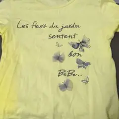 BeBE 蝶プリント イエロー Tシャツ 130
