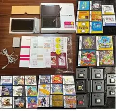 【箱付】ニンテンドーDSi LL 本体＋38タイトルソフト（ケース付）　可動品