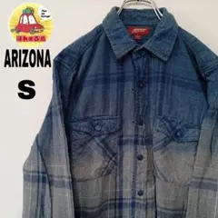 USA古着 ARIZONAJEAN ネルシャツ　ブルー　グレー　Sのサムネイル