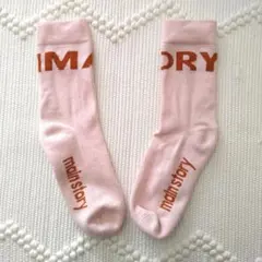 【タイムセール】☆ main story ロゴ入りピンクカラー ソックス 靴下