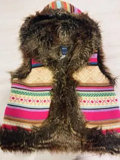 GAP キッズ 150 /160 マルチカラーファーベスト　大人　XSサイズ