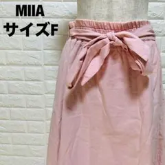 MIIA ピンク フレアスカート サイズF ウエストゴム リボン付き【240】のサムネイル