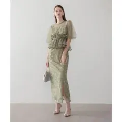 Leja 3WAYチュールラッフルフラワースパンコールIラインワンピース