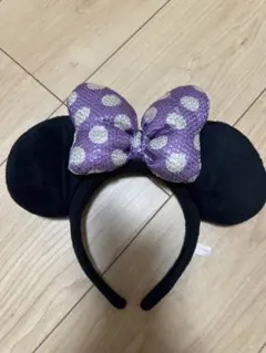 ディズニー ミニー リボン カチューシャ スパンコール 紫