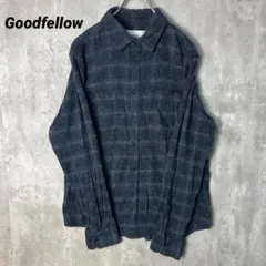 T-2605 Goodfellow ネルシャツ グリッドチェック柄 M ネイビー