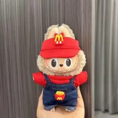 店員　赤　labubu服 キーホルダー ぬいぐるみ 適用 着せ替え 17cm