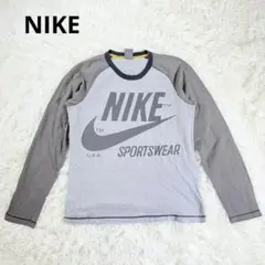 【NIKE ナイキ】長袖Tシャツ ロンT ビッグロゴ USAロゴ グレー Sのサムネイル