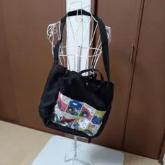 ScoLar コミック柄 ショルダーバッグ ブラック