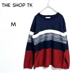 THE SHOP TK ニット M ネイビー ボルドー マルチボーダー ニット