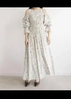 23AW RANDA ランダ 2WAYロングスリーブギャザーデザインワンピース