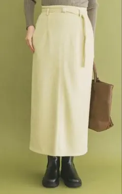 スエード風タイトスカート・イエロー