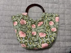 ハンドメイド ハワイアンキルト バンブーハンドル グラニーバッグ