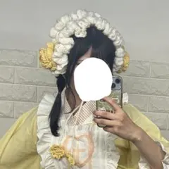 T*y様 ヘッドドレス かぎ針編み 黄色いバラ フリル