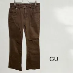 GU ジーユー ミドルライズフレアジーンズ ブラウン レディース L