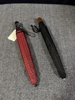 折りたたみ傘 赤と黒のチェック柄と黒